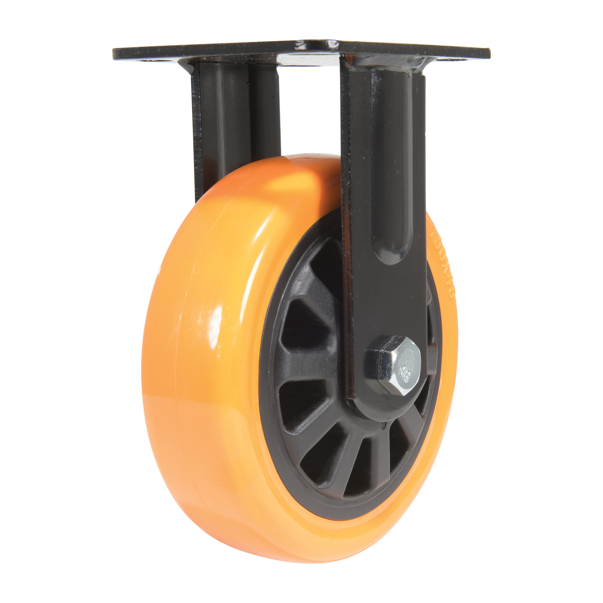 Vestil Rigid Caster - 6in. Wheel Diameter, Polyurethane, Non-Marking, Zinc Plated, Model# CST-BN-6X2PUP-R